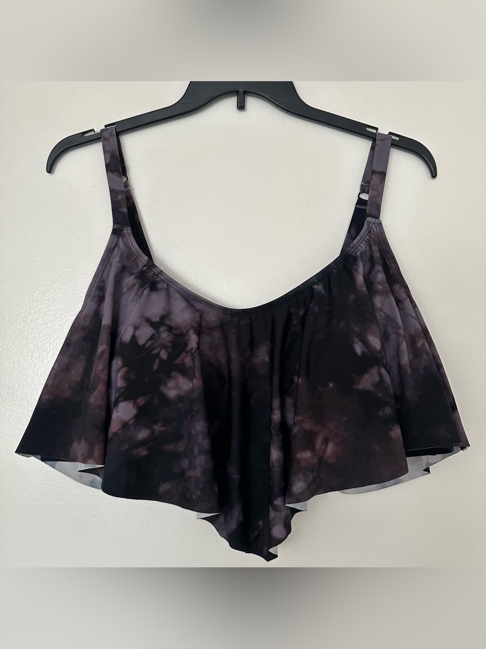 torrid Black & Dark Purple Tie-Dye Flounce Bikini Top